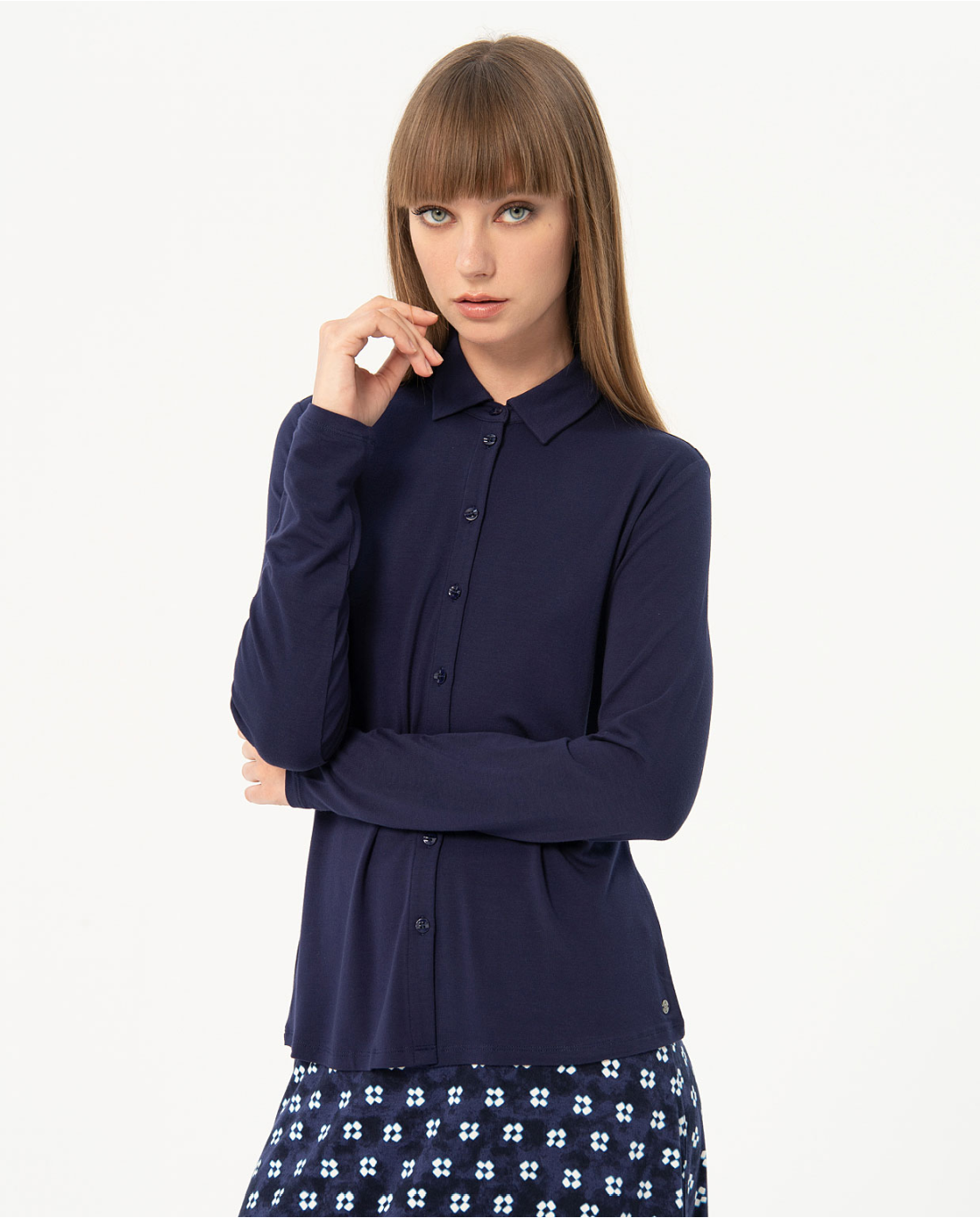 SURKANA - Camicia elastica manica lunga, Marino