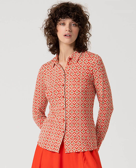 SURKANA - Camicia elasticizzata stampata, Rosa