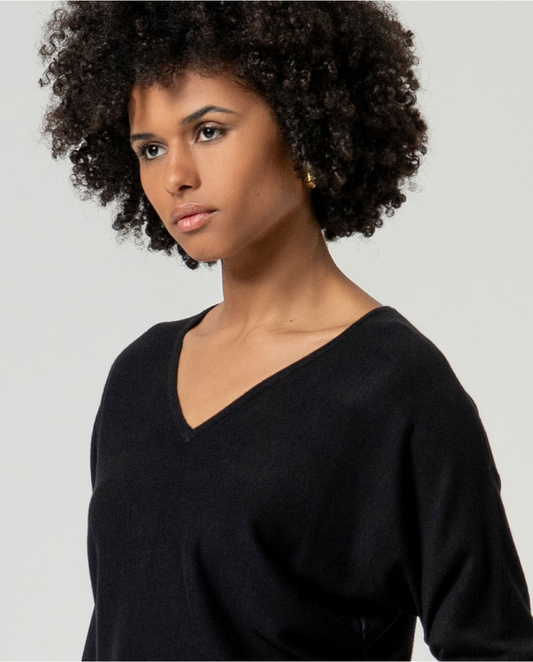 SURKANA - Maglia con maniche a pipistrello, Nero