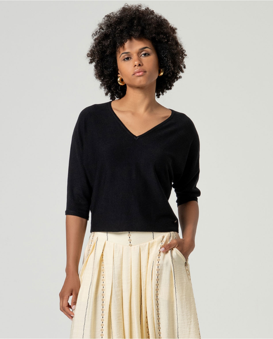 SURKANA - Maglia con maniche a pipistrello, Nero