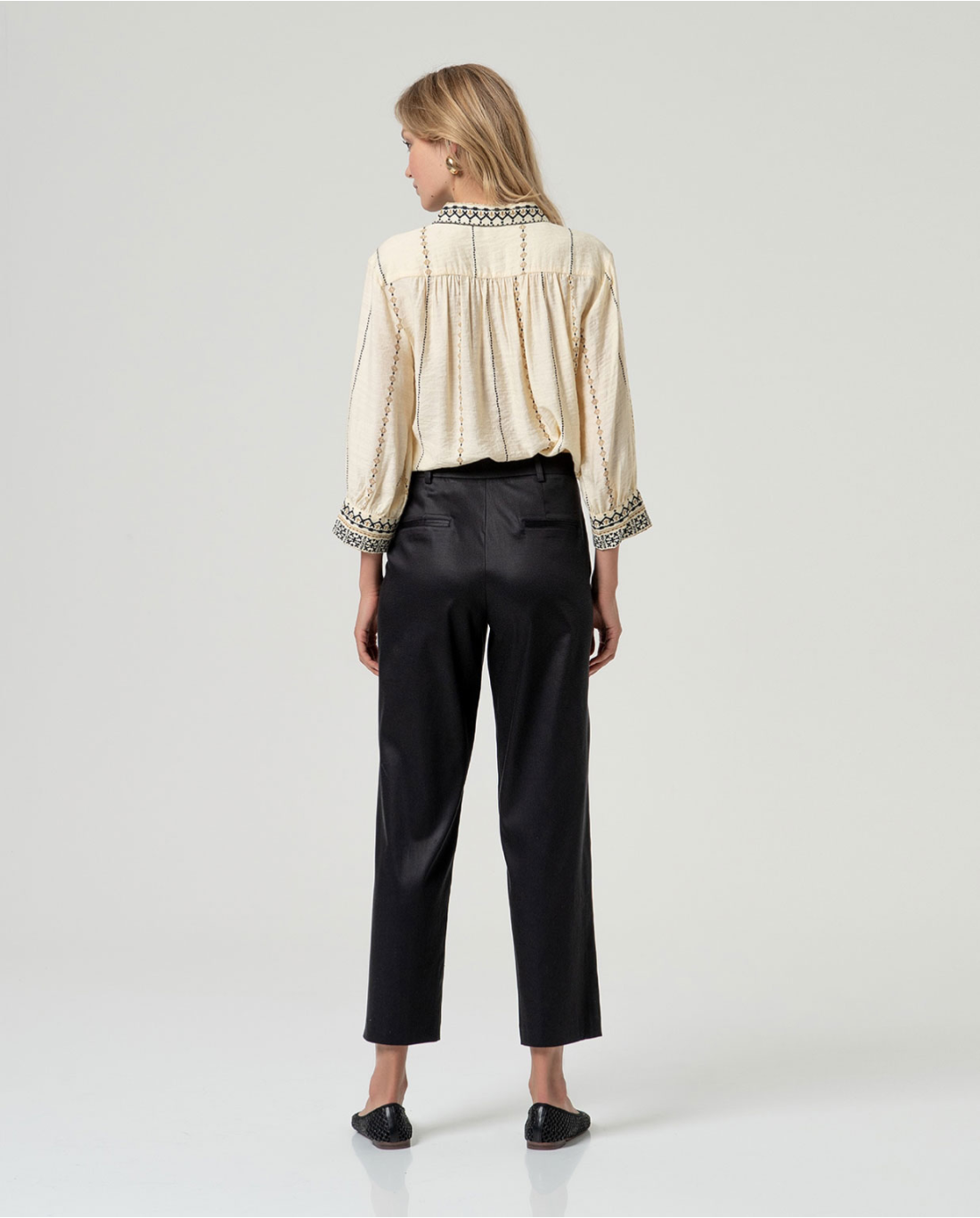 SURKANA - Pantalone dritto tencel, Nero