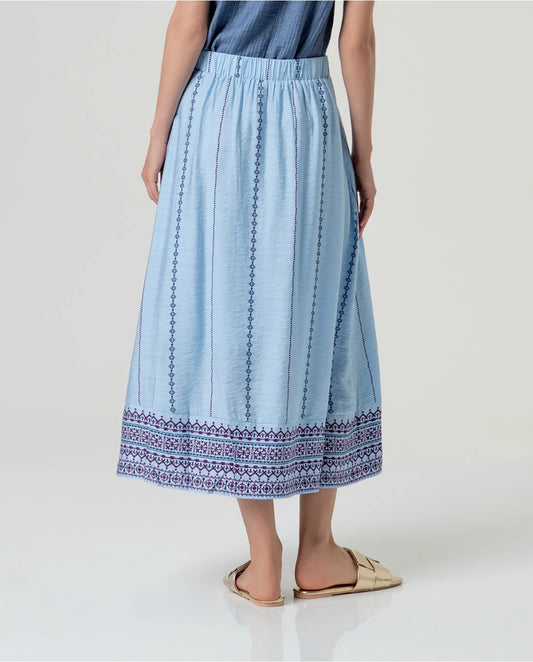 SURKANA - Maxi gonna ricamata, Blu