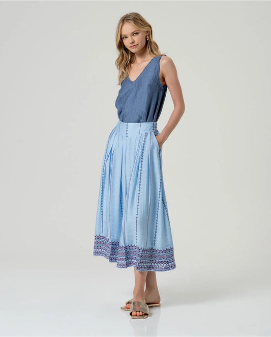 SURKANA - Maxi gonna ricamata, Blu