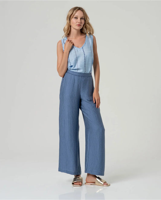 SURKANA - Pantalone dritto in viscosa, Blu