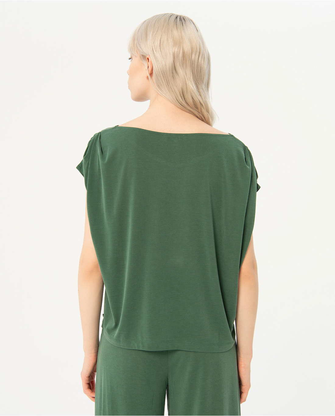 SURKANA - T-shirt morbida con maniche drappeggiate, Verde