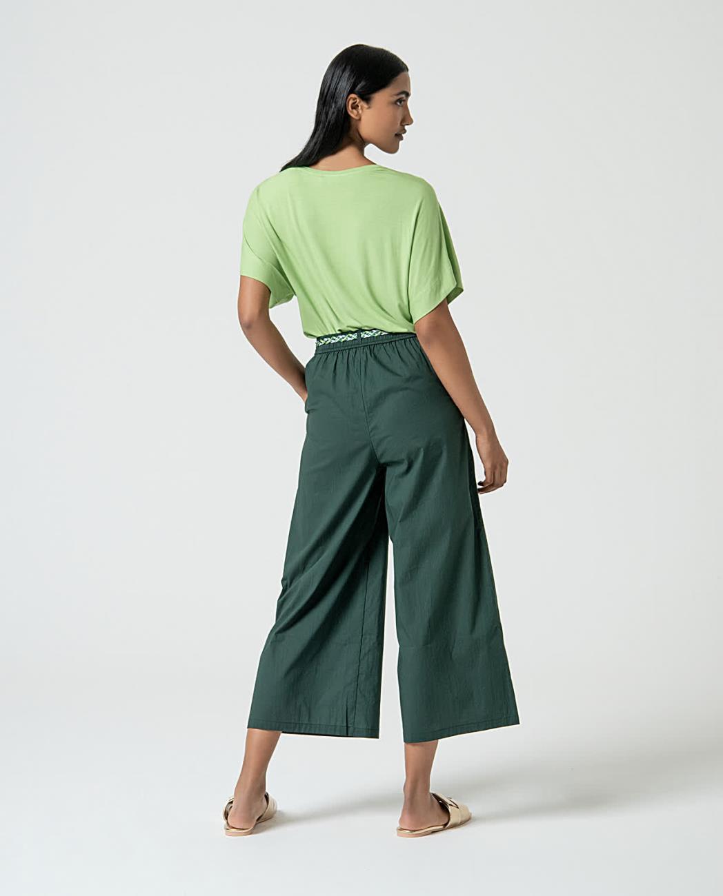 SURKANA - Pantalone con cintura fantasia, Verde