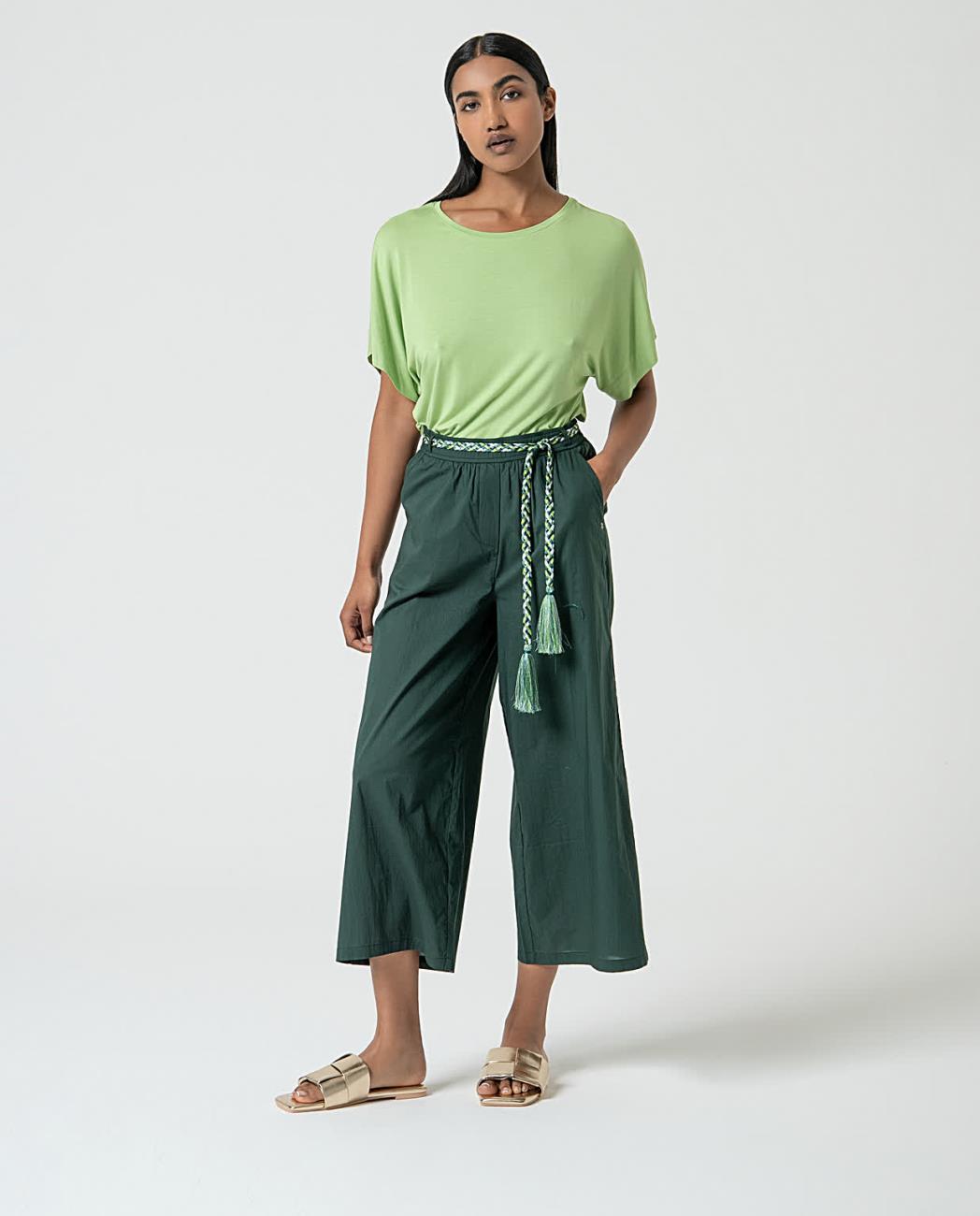 SURKANA - Pantalone con cintura fantasia, Verde