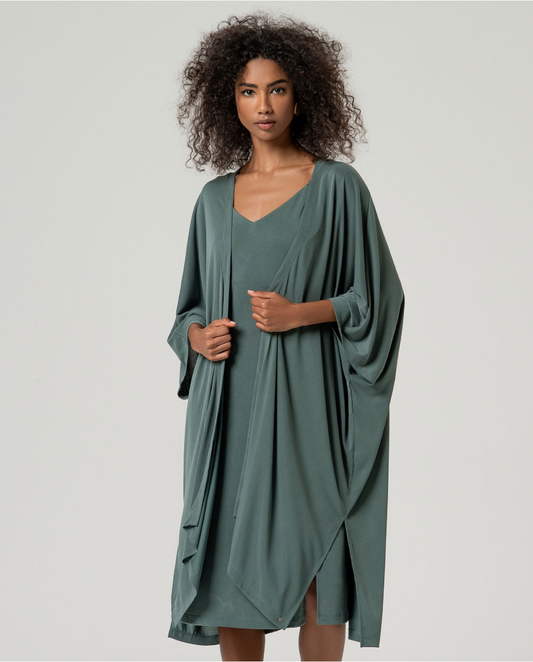 SURKANA - Kimono lungo, Verde Bottiglia