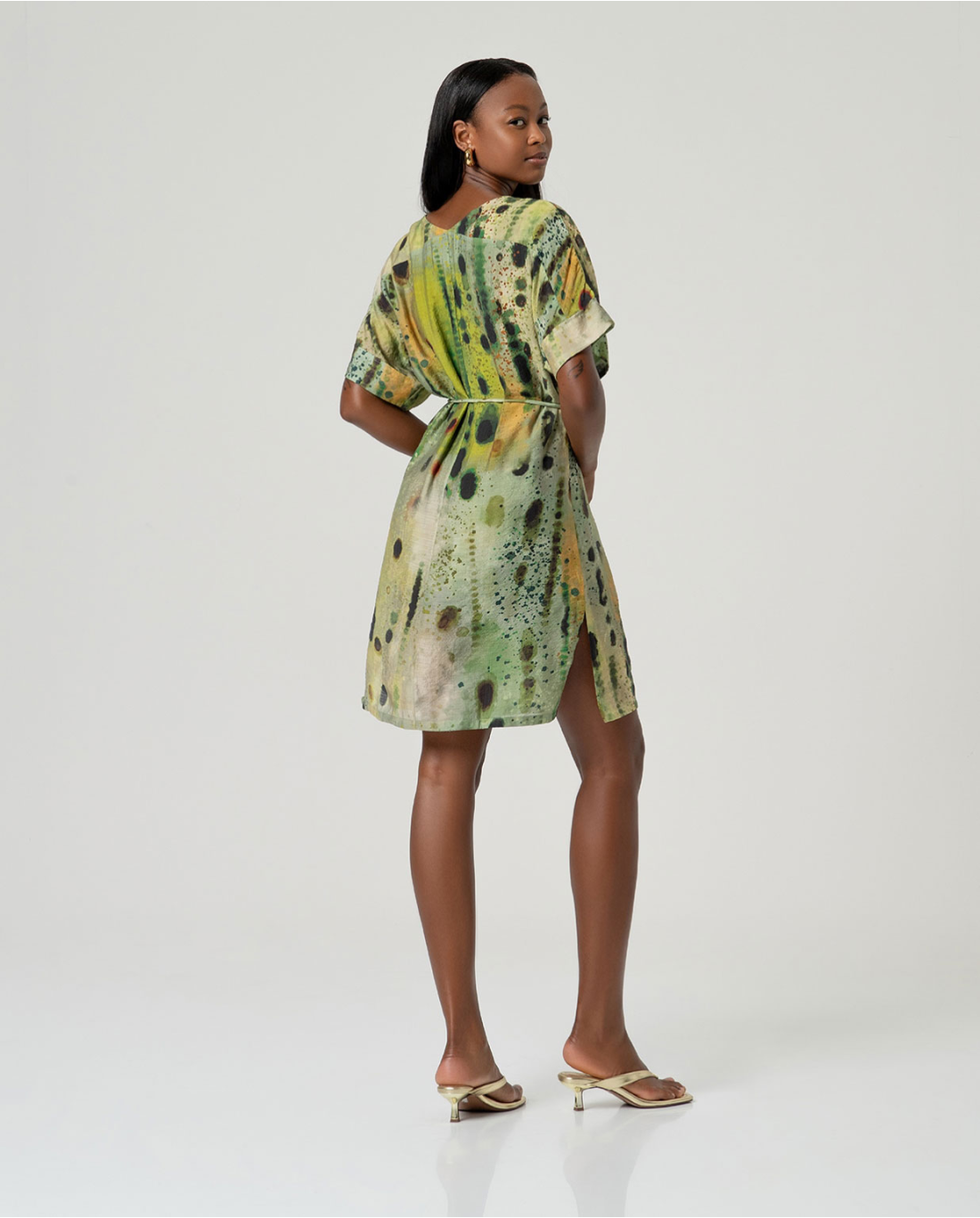 SURKANA - Vestito kimono stampato, Verde