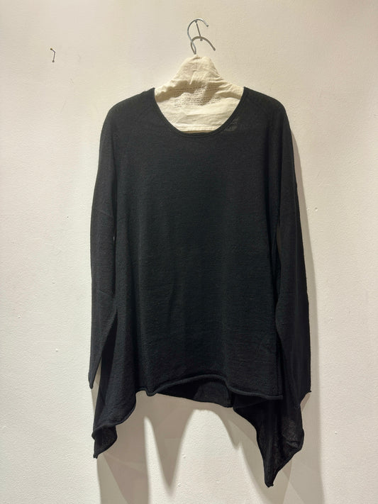 RUNDHOLZ - Maglia svasata misto lana, Black