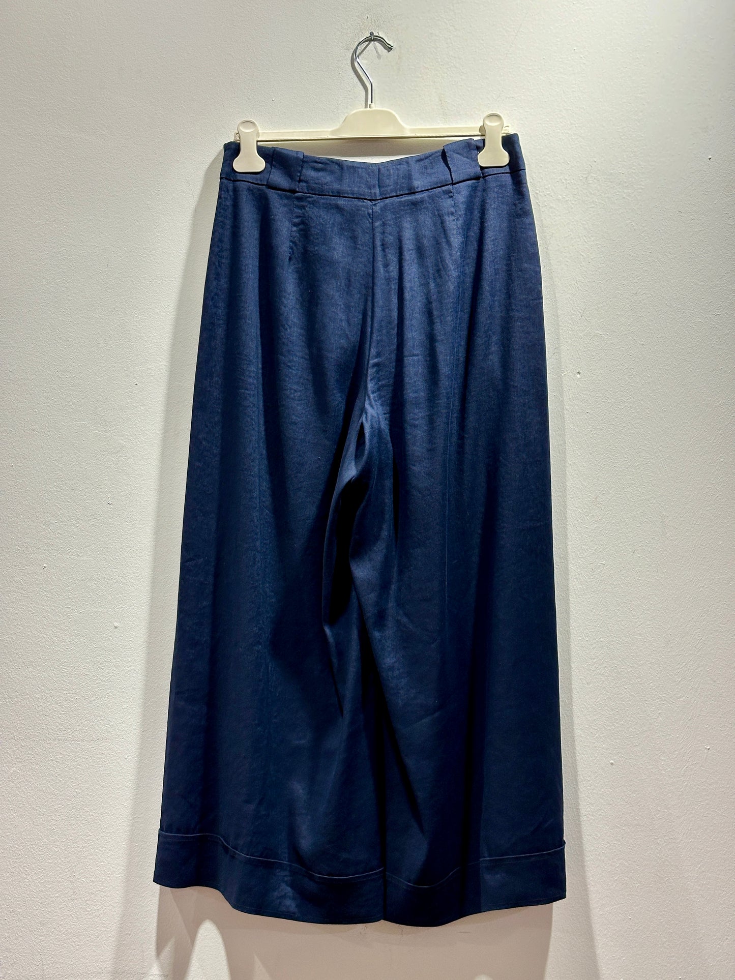 ALESSIA SANTI - Pantalone a palazzo misto lino, Blu
