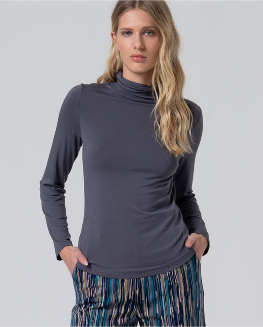 SURKANA - T-shirt dolcevita in viscosa, Grigio Scuro