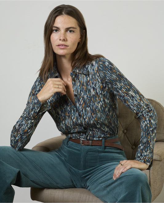 SURKANA - Pantalone in velluto a coste, Blu Acciaio