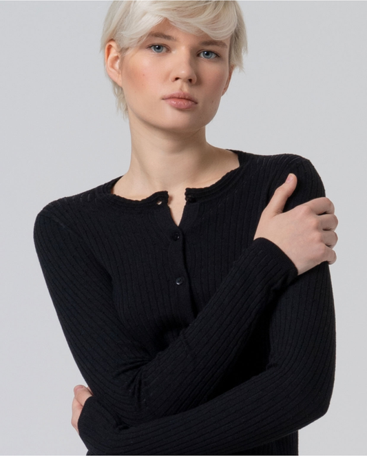 SURKANA - Cardigan aderente a coste, Nero