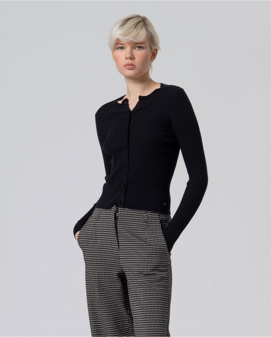 SURKANA - Cardigan aderente a coste, Nero