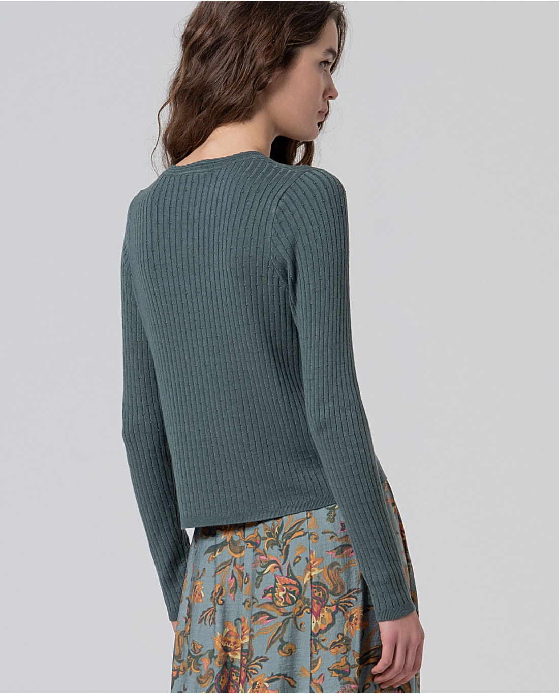 SURKANA - Cardigan aderente a coste, Blu Acciaio