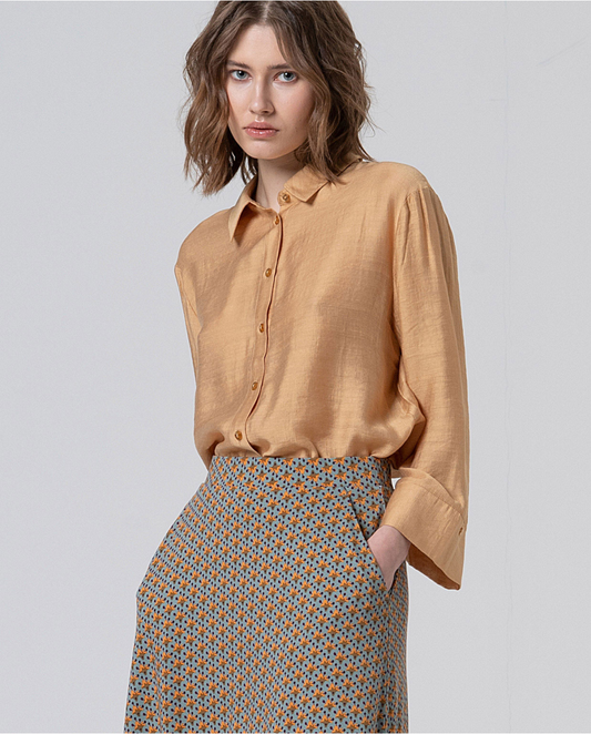 SURKANA - Gonna midi stampata, Azzurro