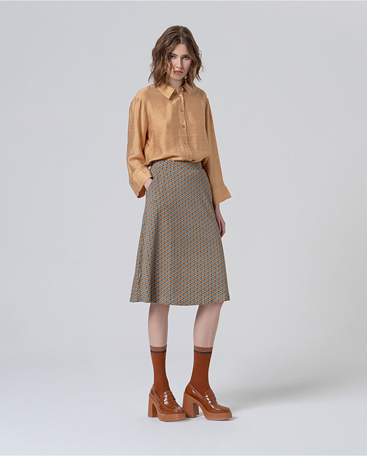 SURKANA - Gonna midi stampata, Azzurro