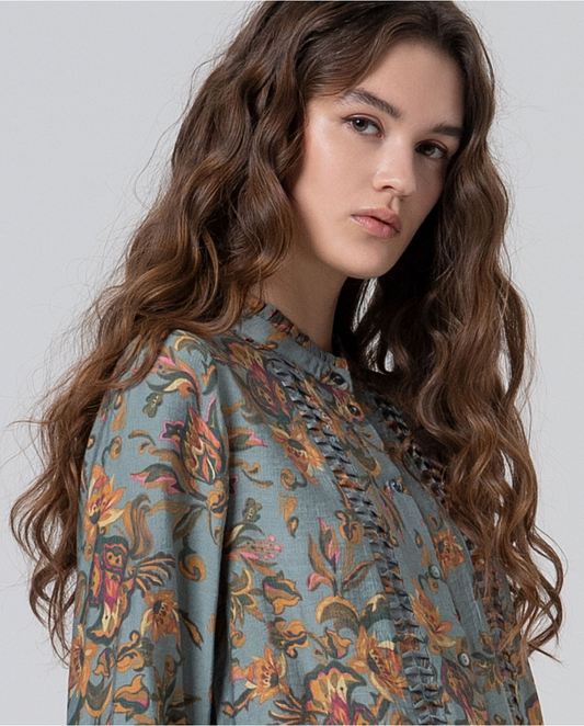 SURKANA - Camicia fluida con arricciature, Multicolore