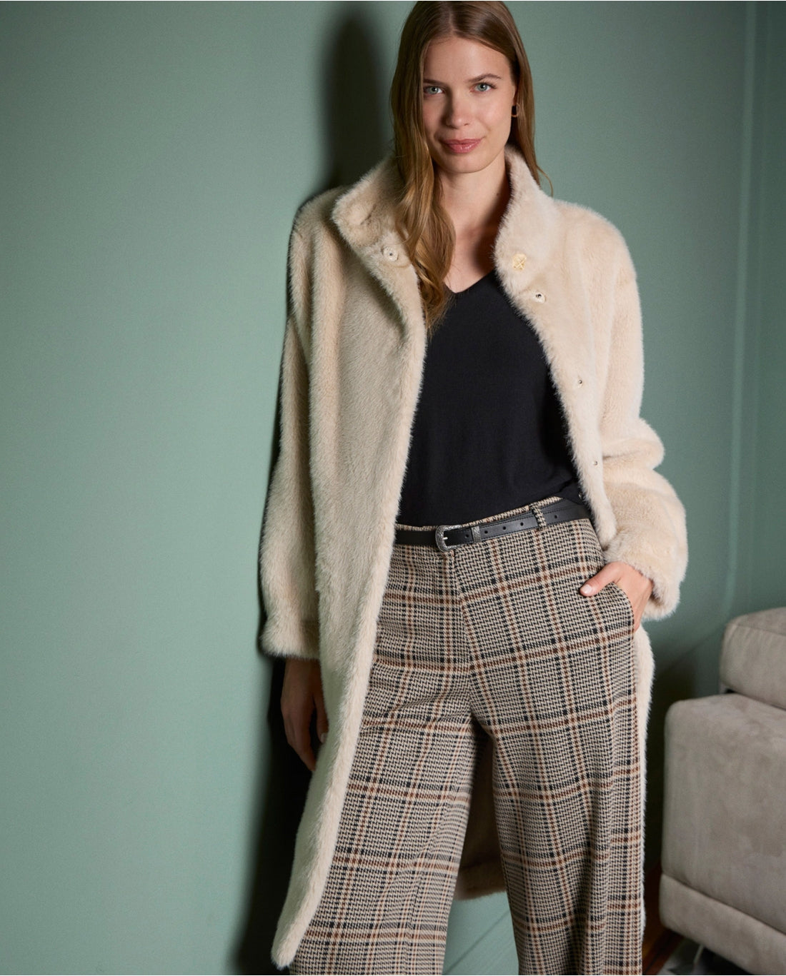 SURKANA - Pantalone dritto in jacquard, Nero