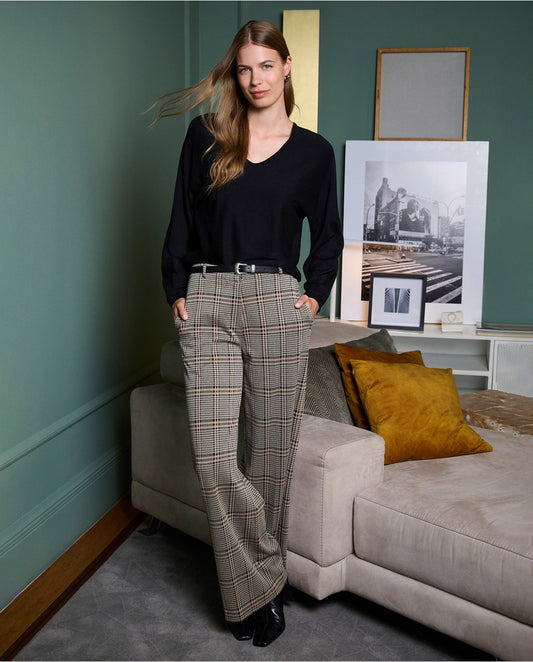 SURKANA - Pantalone dritto in jacquard, Nero