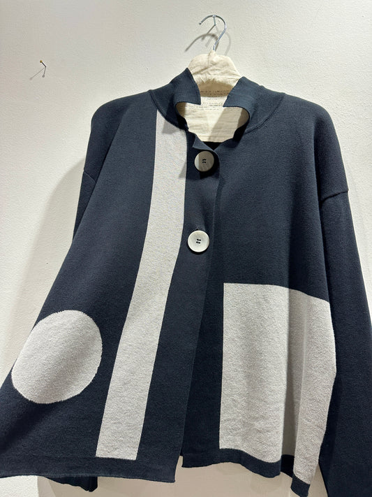 KNIT KNIT - Cardigan in cotone bicolore