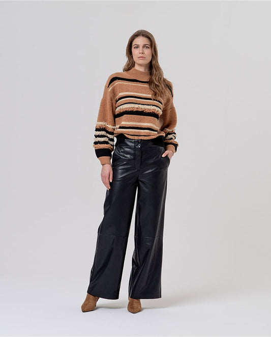 SURKANA - Pantalone simil pelle nero