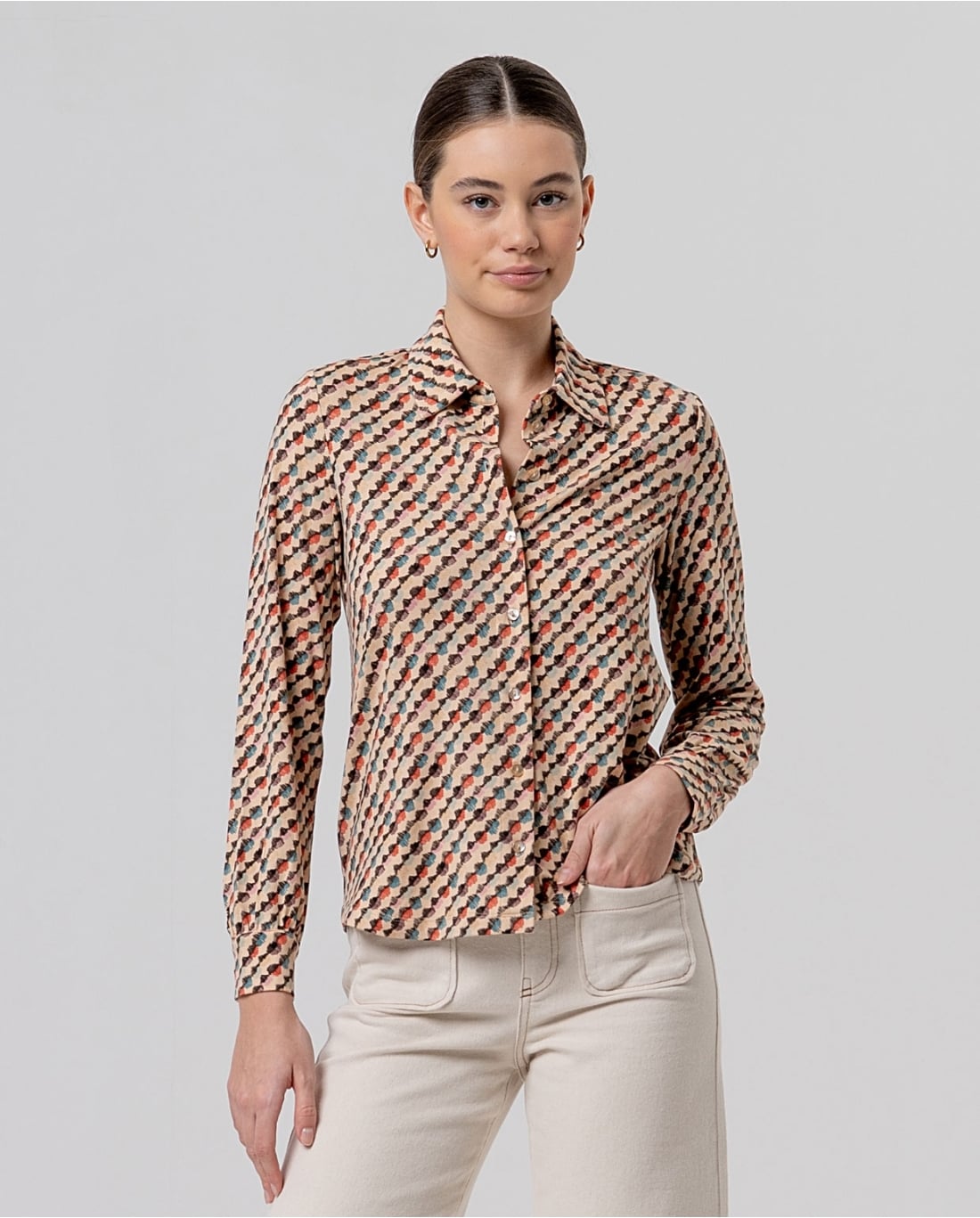 SURKANA - Camicia geometrica Crudo