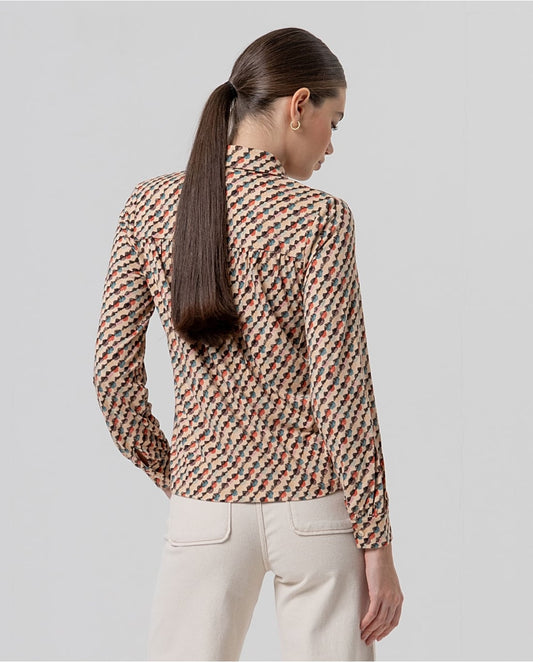 SURKANA - Camicia geometrica Crudo