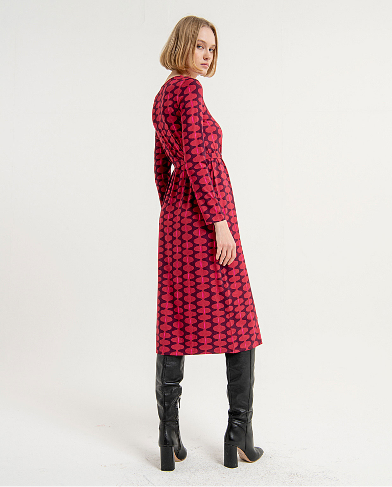 SURKANA - Abito midi con cintura, Maroon