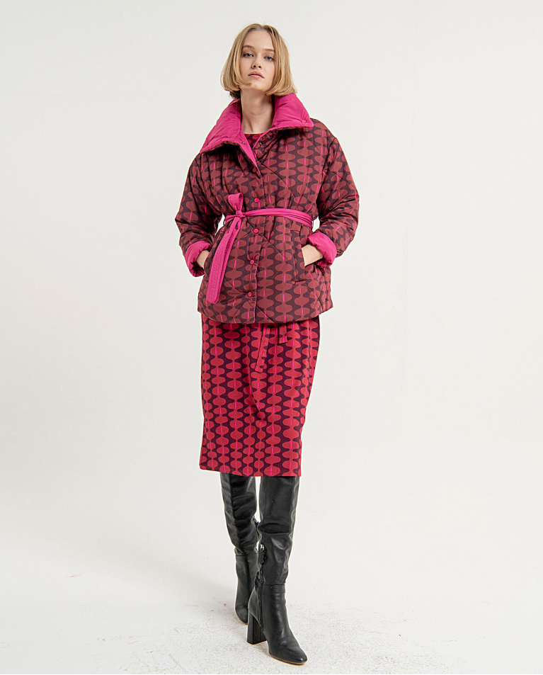 SURKANA - Abito midi con cintura, Maroon