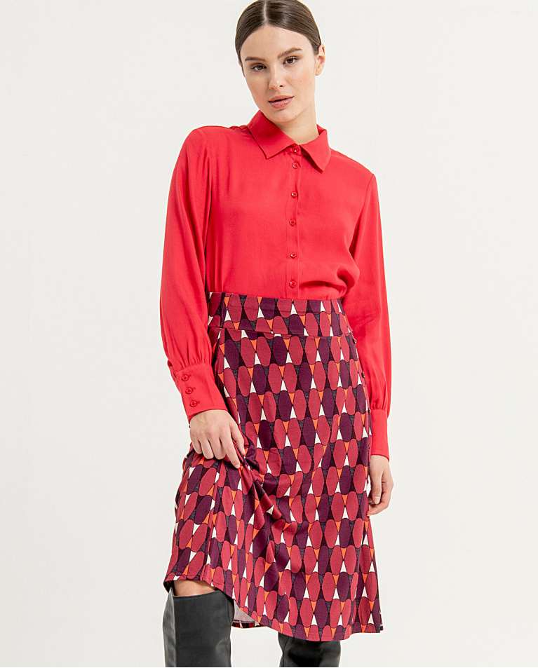 SURKANA - Gonna con spacco laterale, Rosso