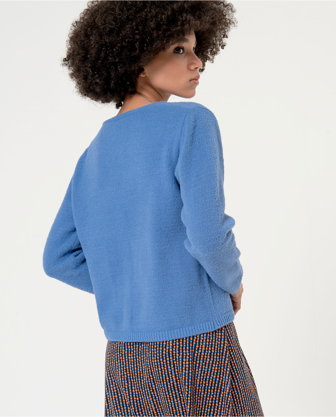 SURKANA - Cardigan corto in maglia spessa, Azzurro