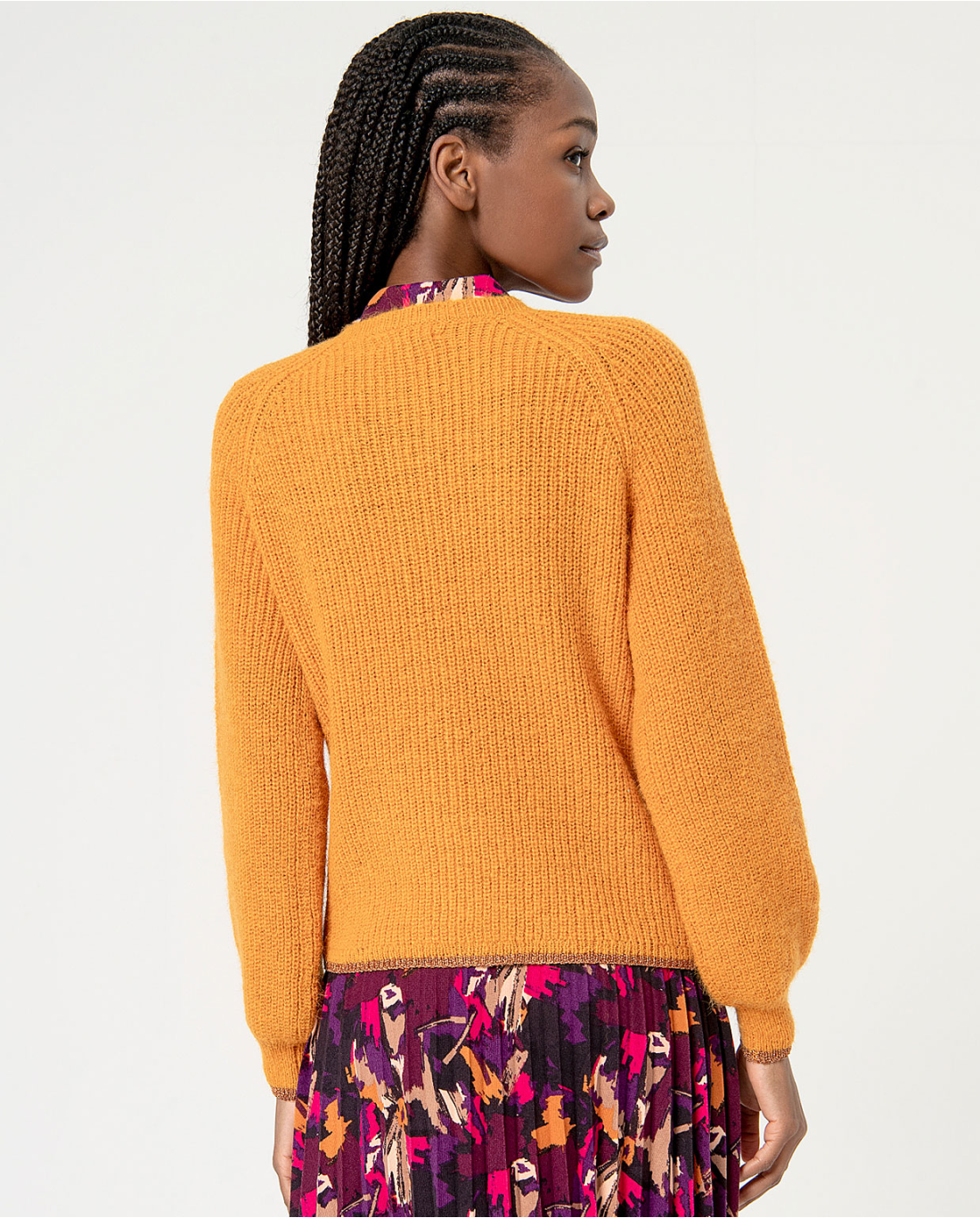 SURKANA - Cardigan corto in maglia spessa, Arancione
