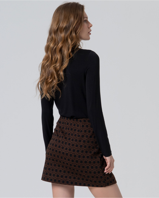 SURKANA - Gonna corta incrociata con stampa geometrica, Nero