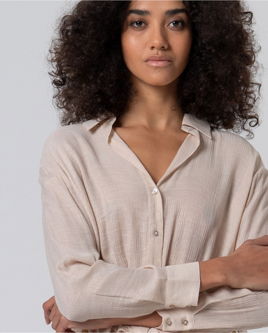 SURKANA - Camicia con orlo drappeggiato, Crudo