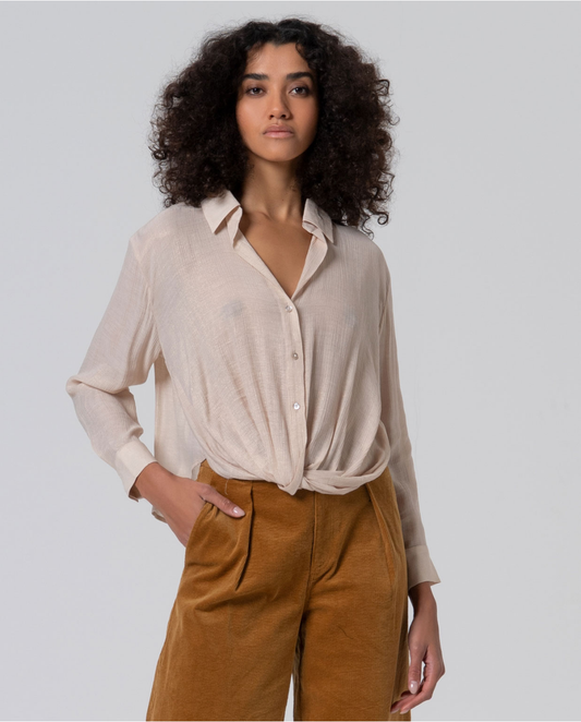 SURKANA - Camicia con orlo drappeggiato, Crudo