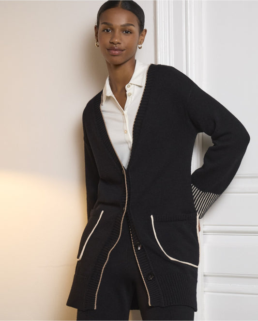 SURKANA - Cardigan lungo con tasche, Nero