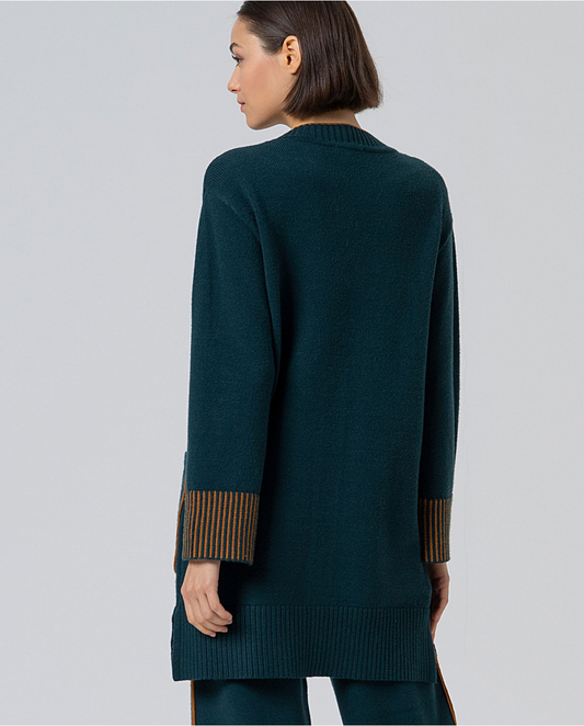 SURKANA - Cardigan lungo con tasche, Verde Bottiglia