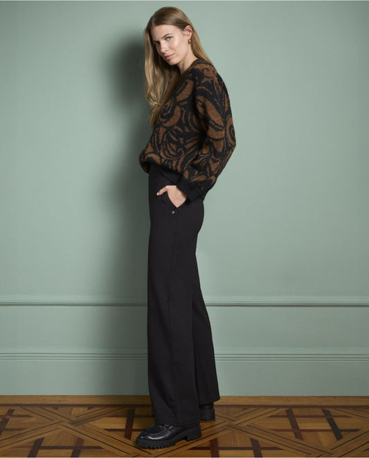 SURKANA - Pantalone morbido con dettaglio in vita, Nero