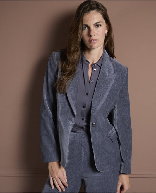 SURKANA - Blazer in velluto, Grigio