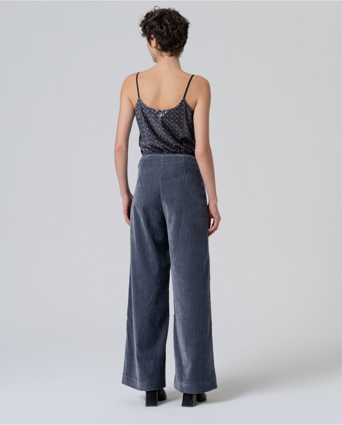 SURKANA - Pantalone largo in velluto, Grigio