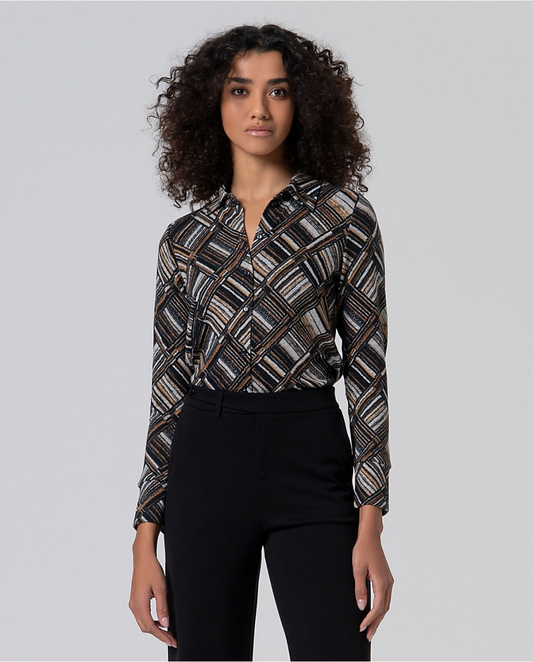 SURKANA - Camicia stampa geometrica, Nero