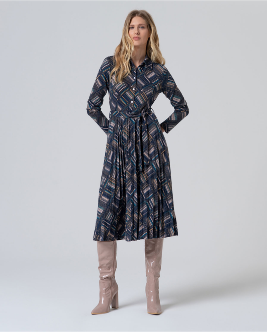 SURKANA - Abito camicia con cintura, Azzurro