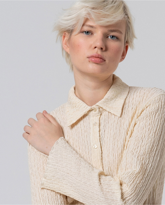 SURKANA - Camicia in cotone con texture, Beige