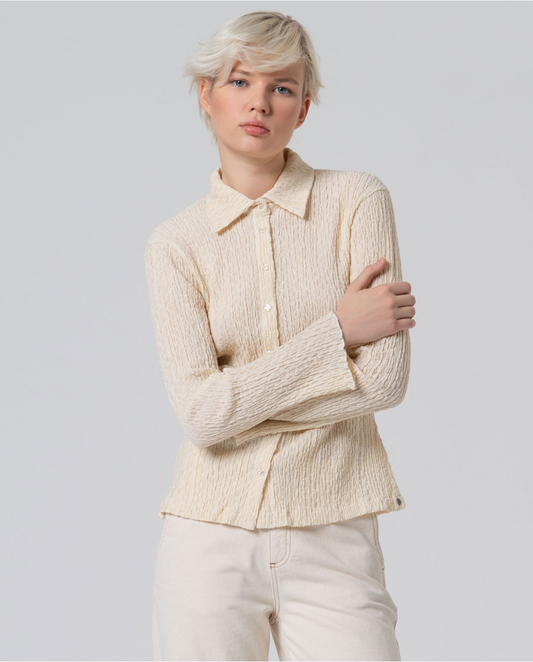 SURKANA - Camicia in cotone con texture, Beige