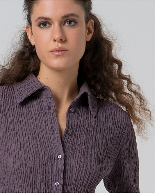 SURKANA - Camicia in cotone con texture, Malva