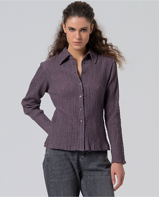 SURKANA - Camicia in cotone con texture, Malva