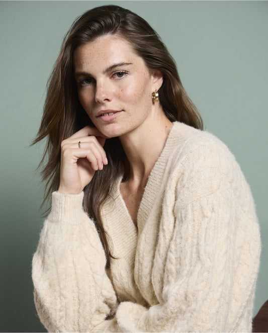 SURKANA - Maglione oversize con motivo a trecce, Crudo