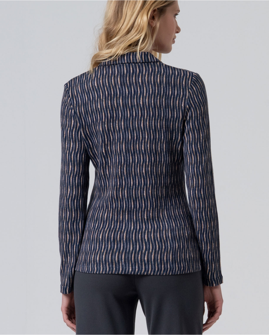 SURKANA - Camicia stampa onde, Azzurro